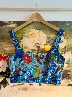 Le Sireneuse Positano Cinderella cropped printed cotton top